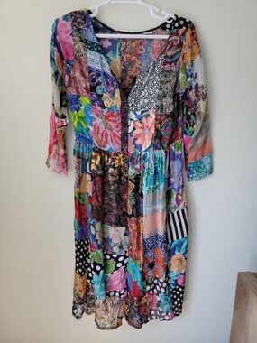 Patchwork Floral Midi Dress